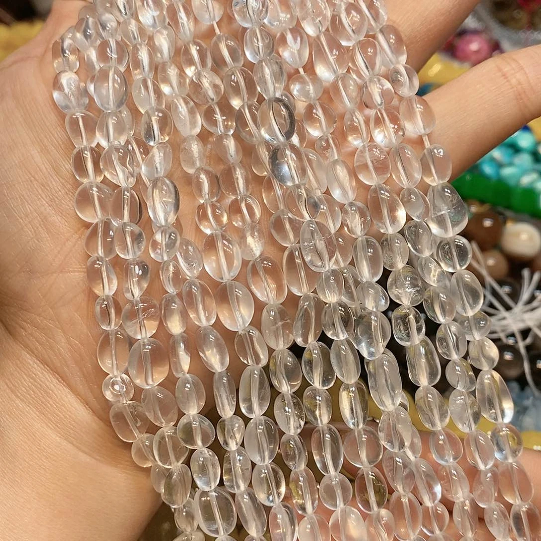 玛瑙/玉髓散珠天然白水晶糖豆一条