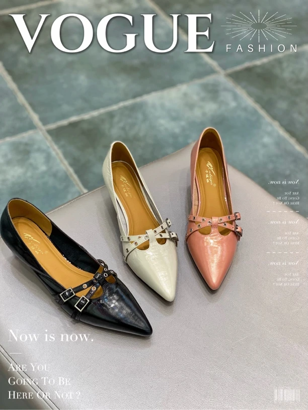 少女风尖头浅口时尚舒适柔软底跟细跟鞋