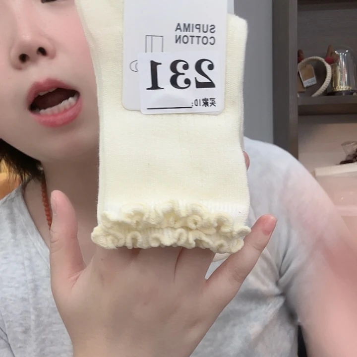 三醋酯纤维优袜子白色花边231