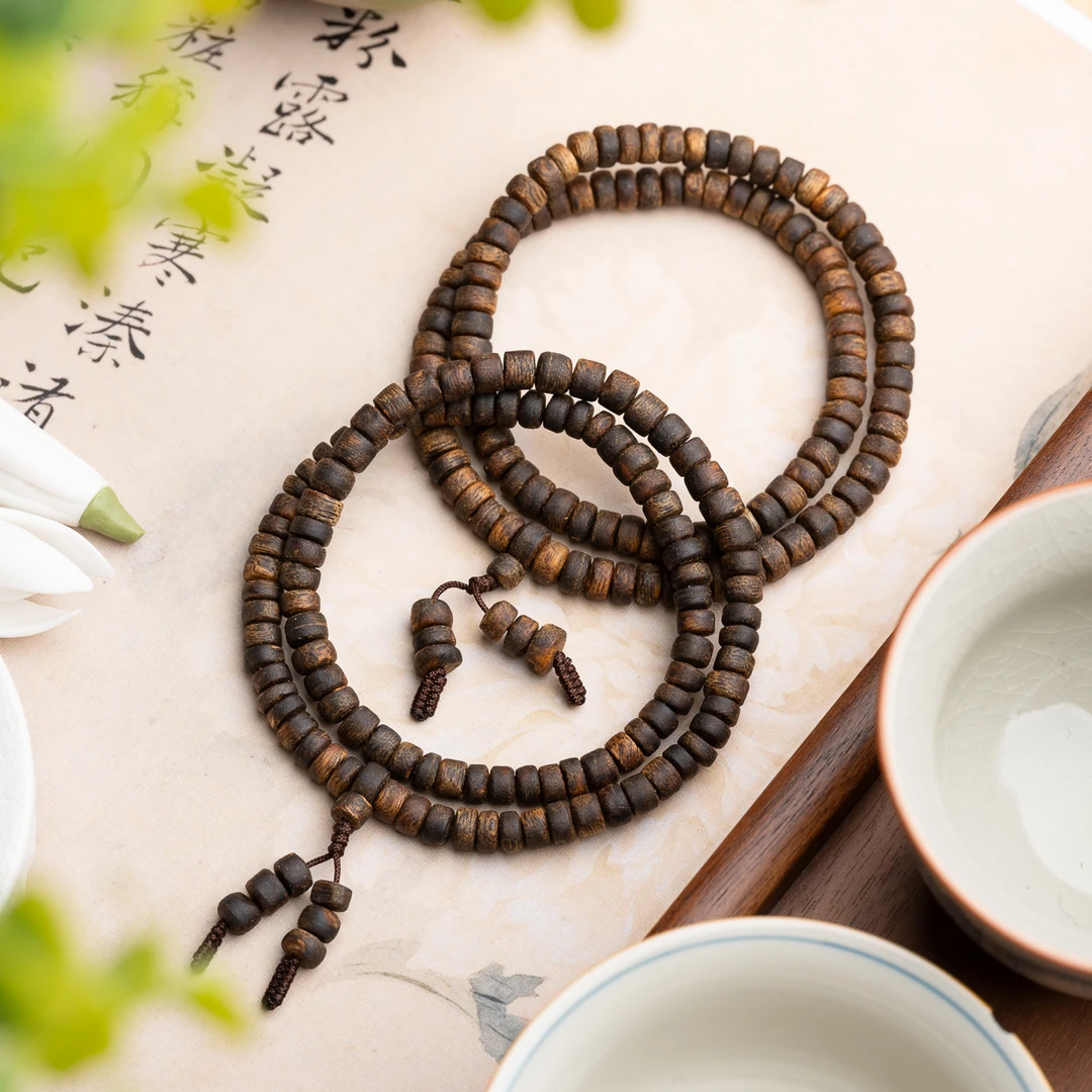 沉香沉香莺歌绿奇楠沉水沉香随形片片珠双圈手串多样性发其一