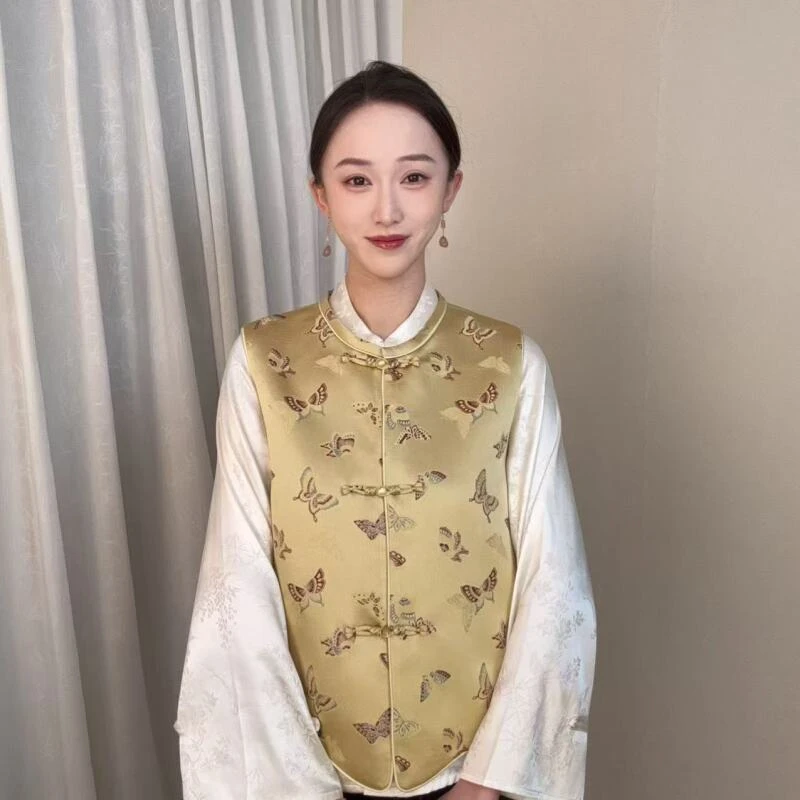 【蝶舞-黄】2025新中式国风织金宋锦马甲BLQ-58