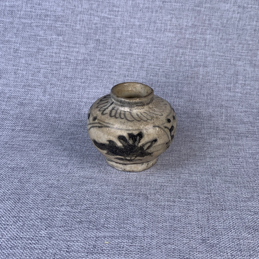 明代青花花卉罐古瓷器真品国营镇江市文物商店库出5028164