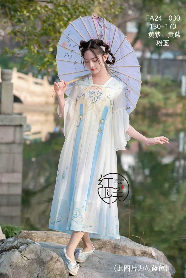 红联汉服连衣裙，夏季，时尚，复古，飘逸，轻薄，中国风，仙气，齐胸