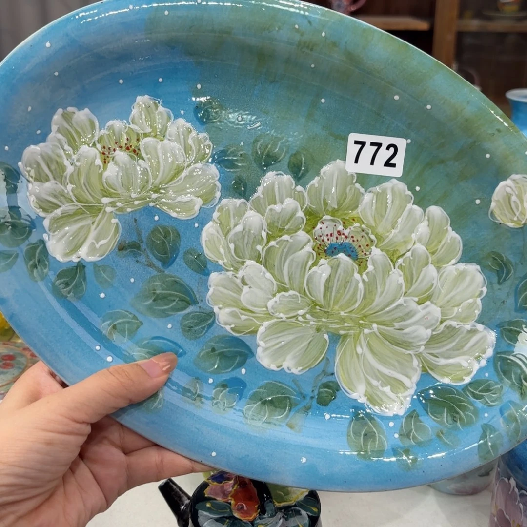 瓷片钟**儿景德镇手绘高温釉下彩陶瓷茶具