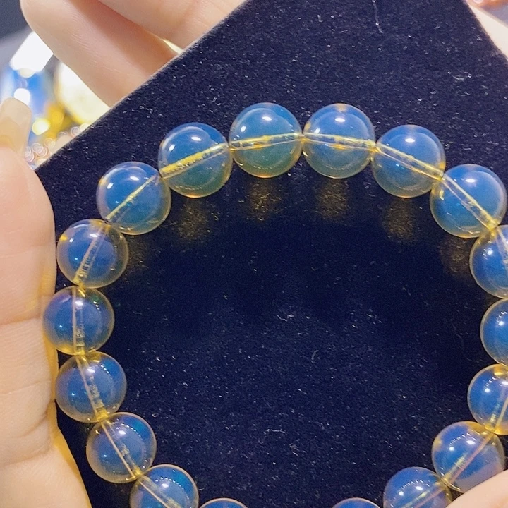 蓝珀未镶嵌珠宝奇石墨西哥蓝珀手串10