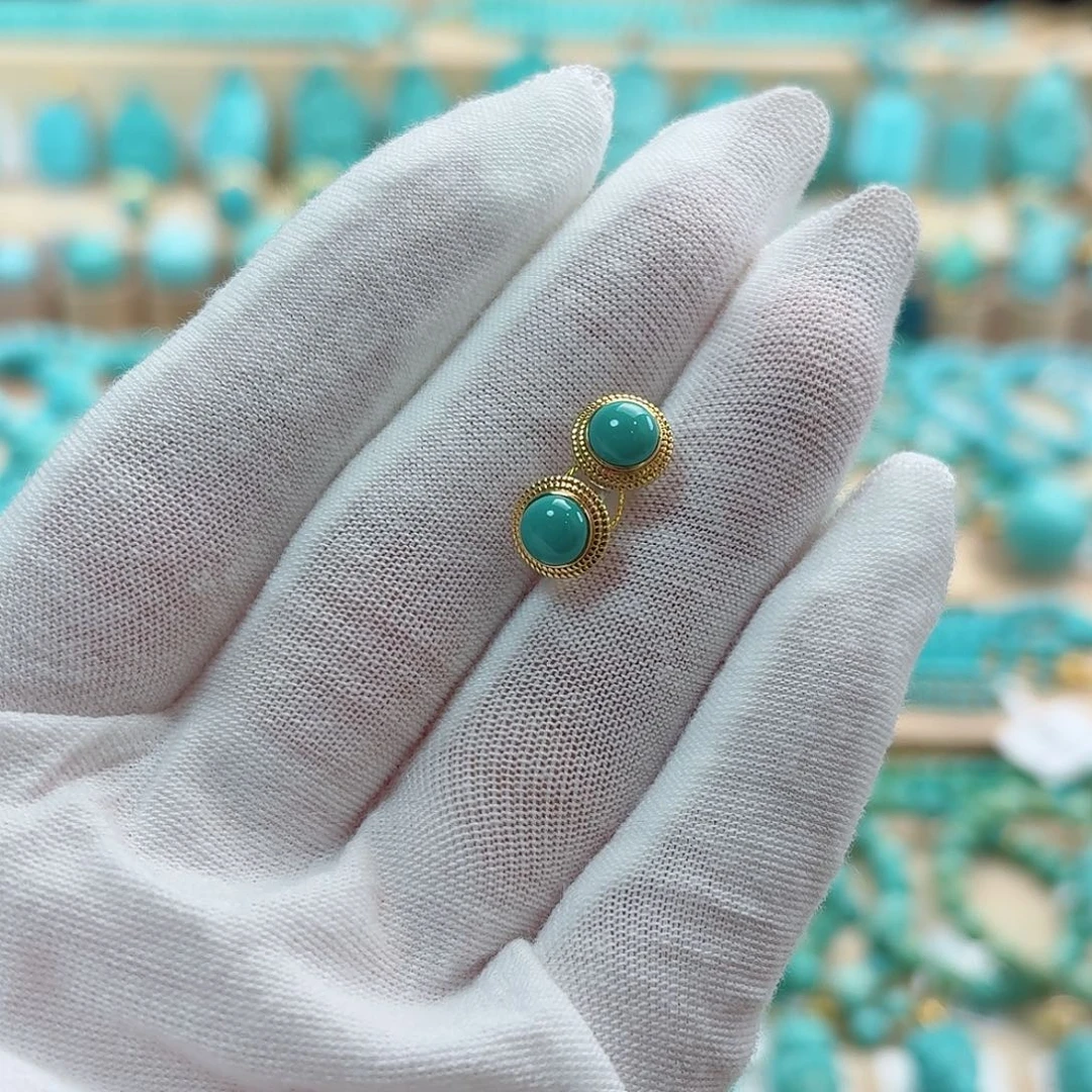 绿松石18K金镶嵌珠宝奇石