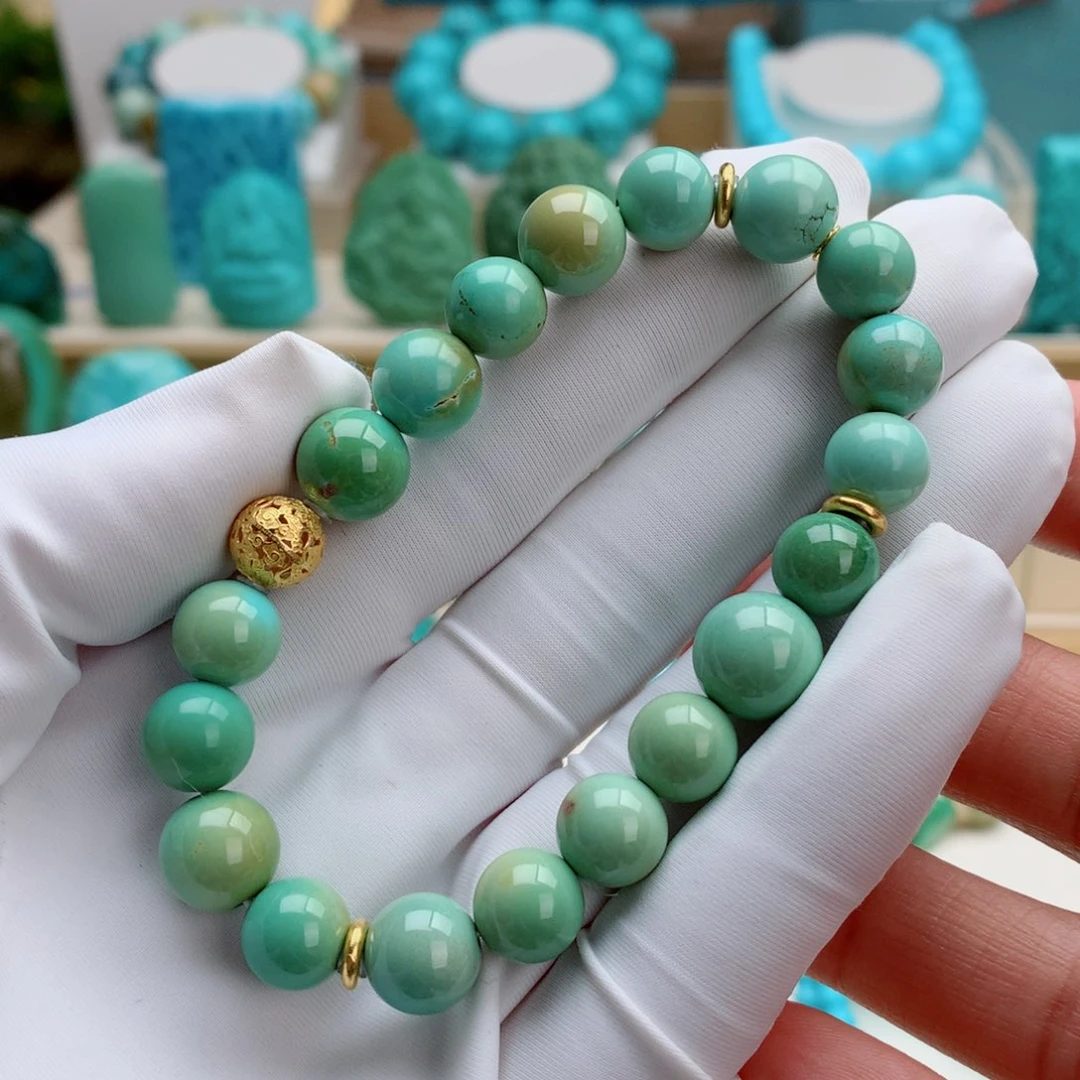 绿松石18K金镶嵌挂件