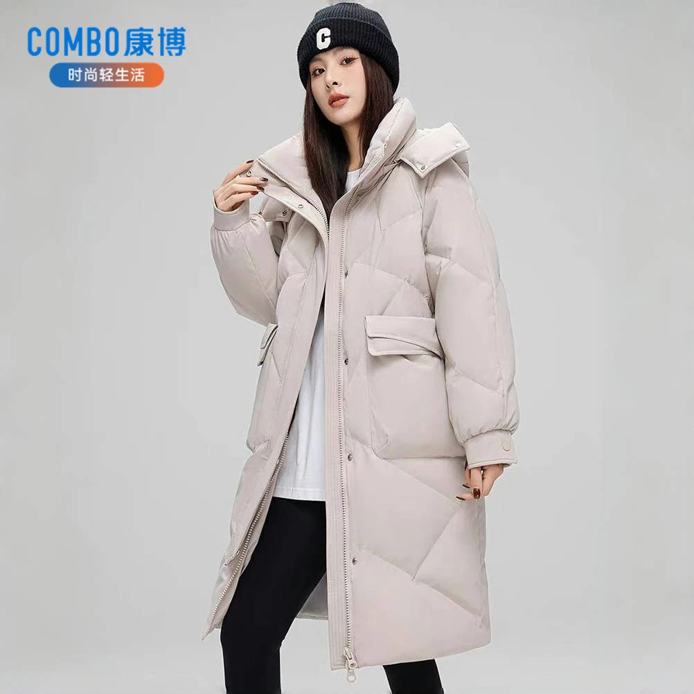 combo/康博长款羽绒服时尚女士连帽保暖过膝休闲宽松韩版0020