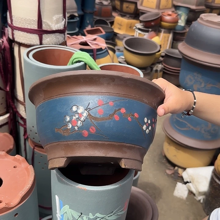 蓝富贵点彩大花盆