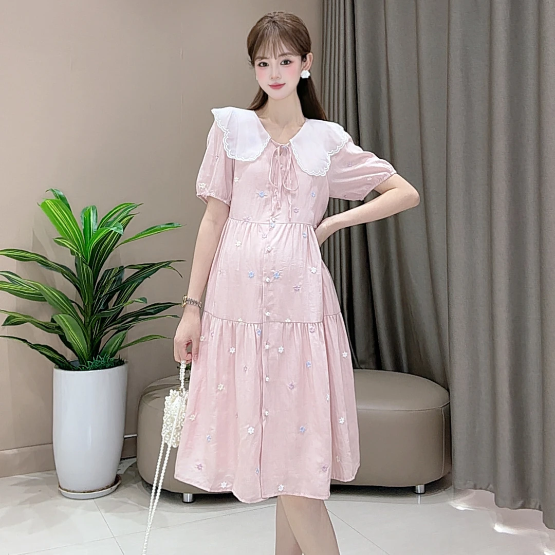 【罗曼蒂克】孕妇装夏季透气甜美洋气减龄宽松显白外穿哺乳连衣裙