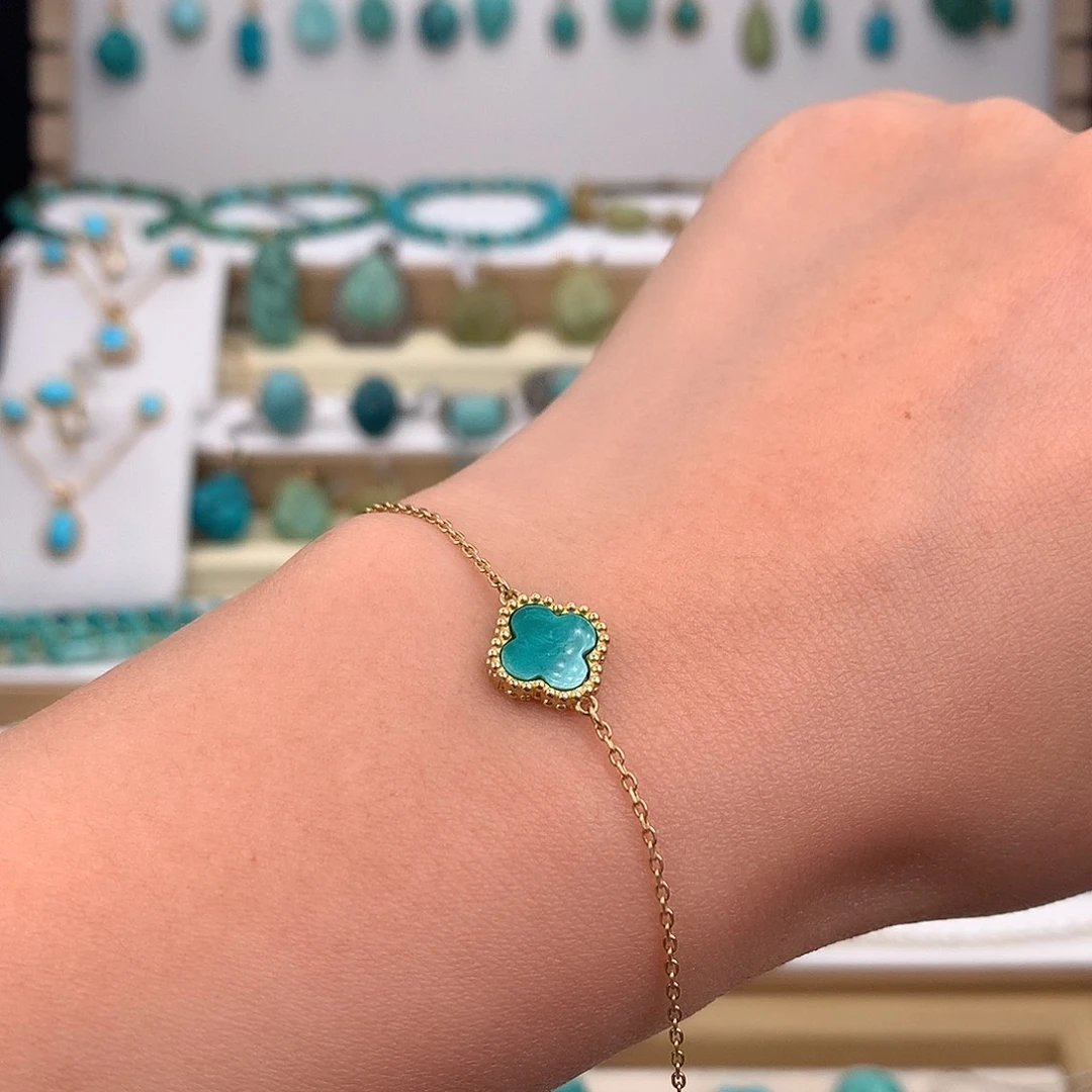 绿松石银S925镶嵌手链