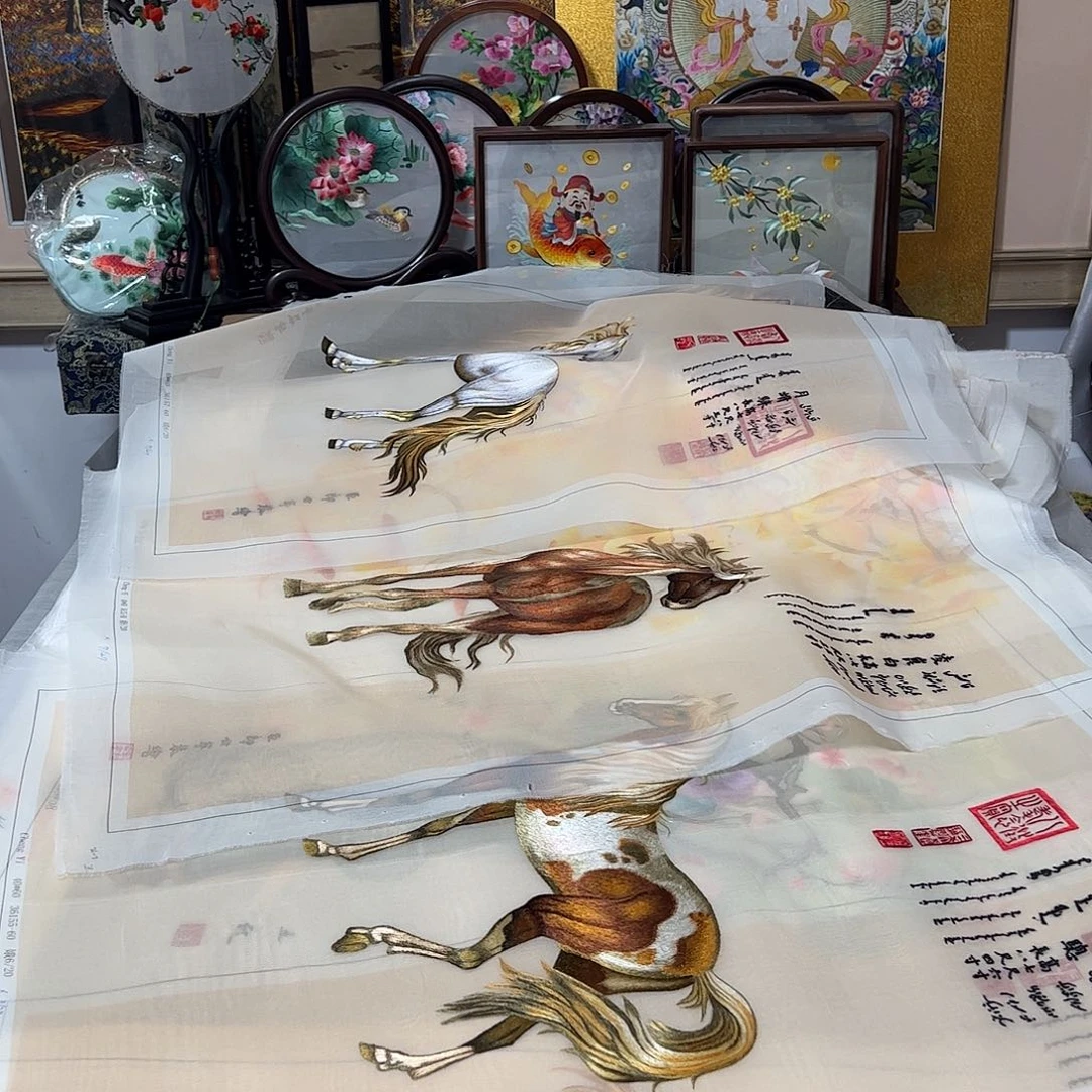 九***边刺绣纯手工刺绣画