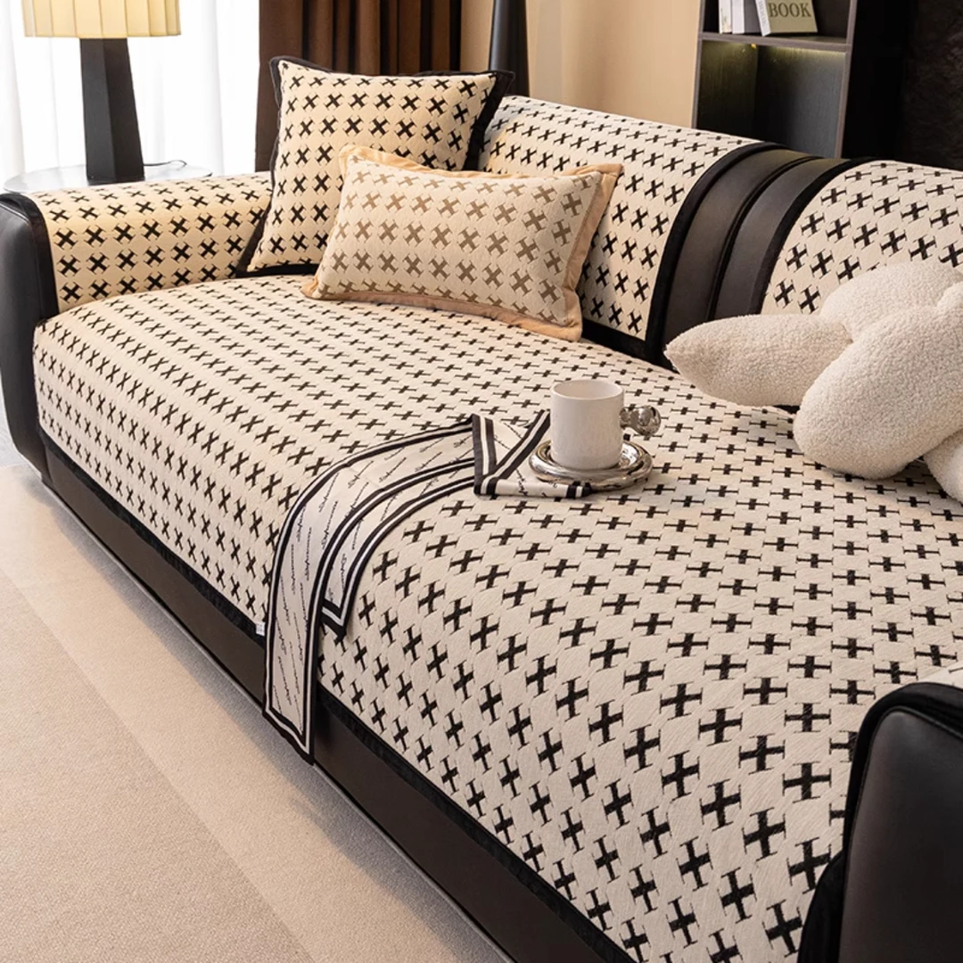 LANSWE/浪莎芒星四季通用沙发垫防滑雪尼尔坐垫高级感沙发盖布