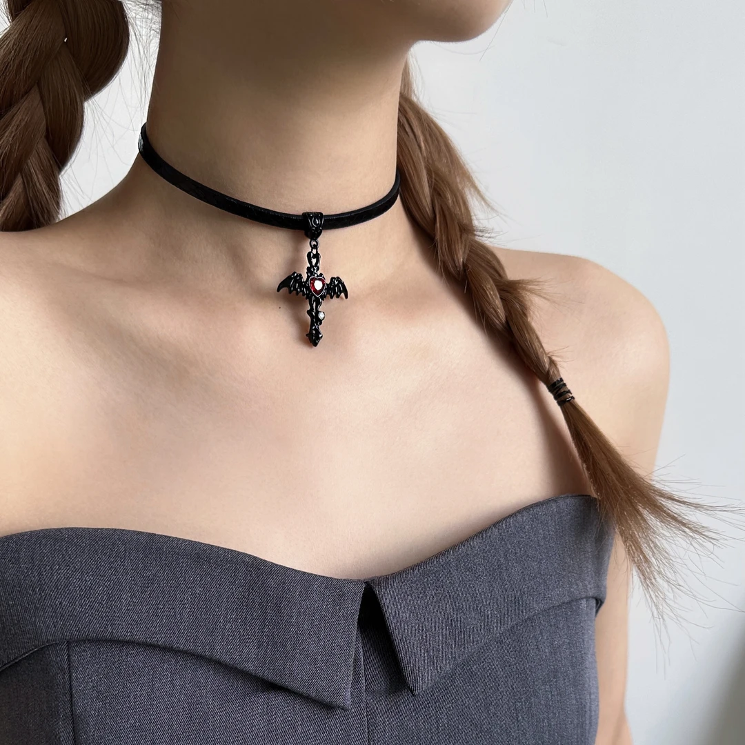 非金属皮质项链 X5651-1暗黑朋克气质小众潮流时尚高级感颈链项圈