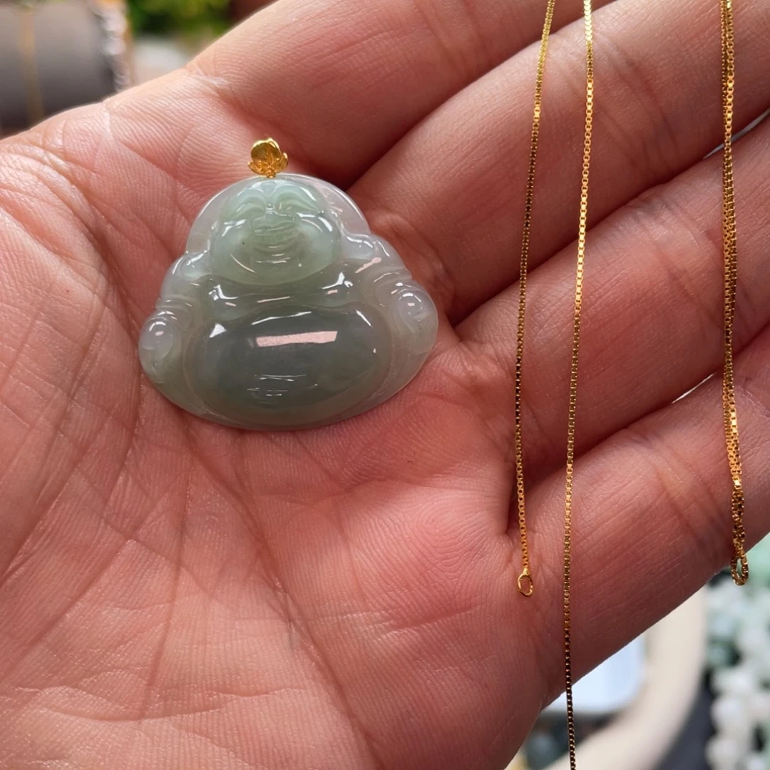 海***鱼翡翠18K金镶嵌颈饰