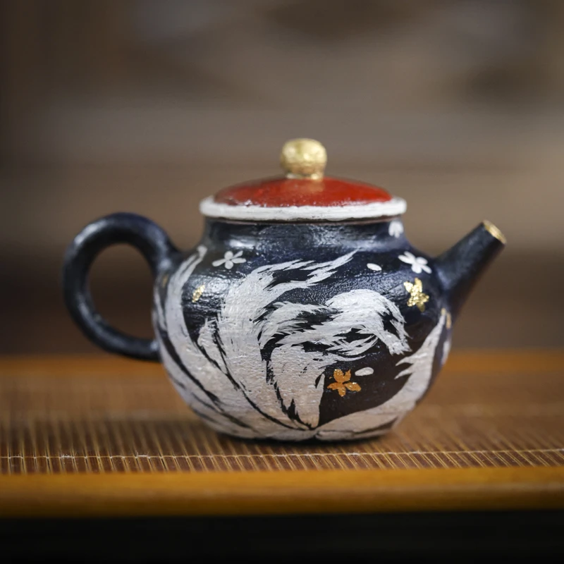 【小田甄陶】炼陶-蕉白轩-九尾狐正把壶(100ml)（蕉白S0717）