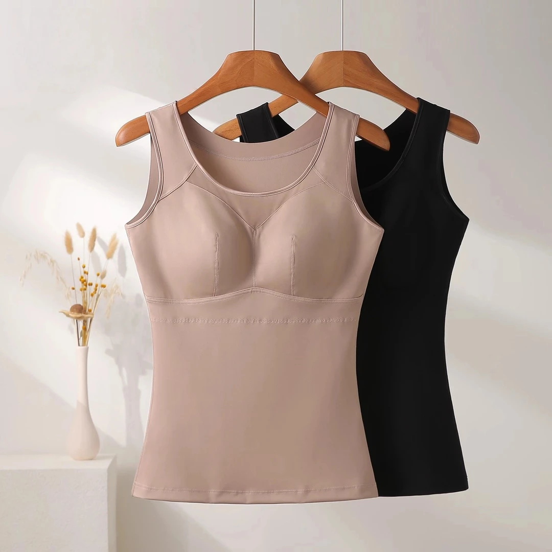 无痕保暖背心女加绒薄绒免穿文胸修身显瘦美背内搭打底内衣女