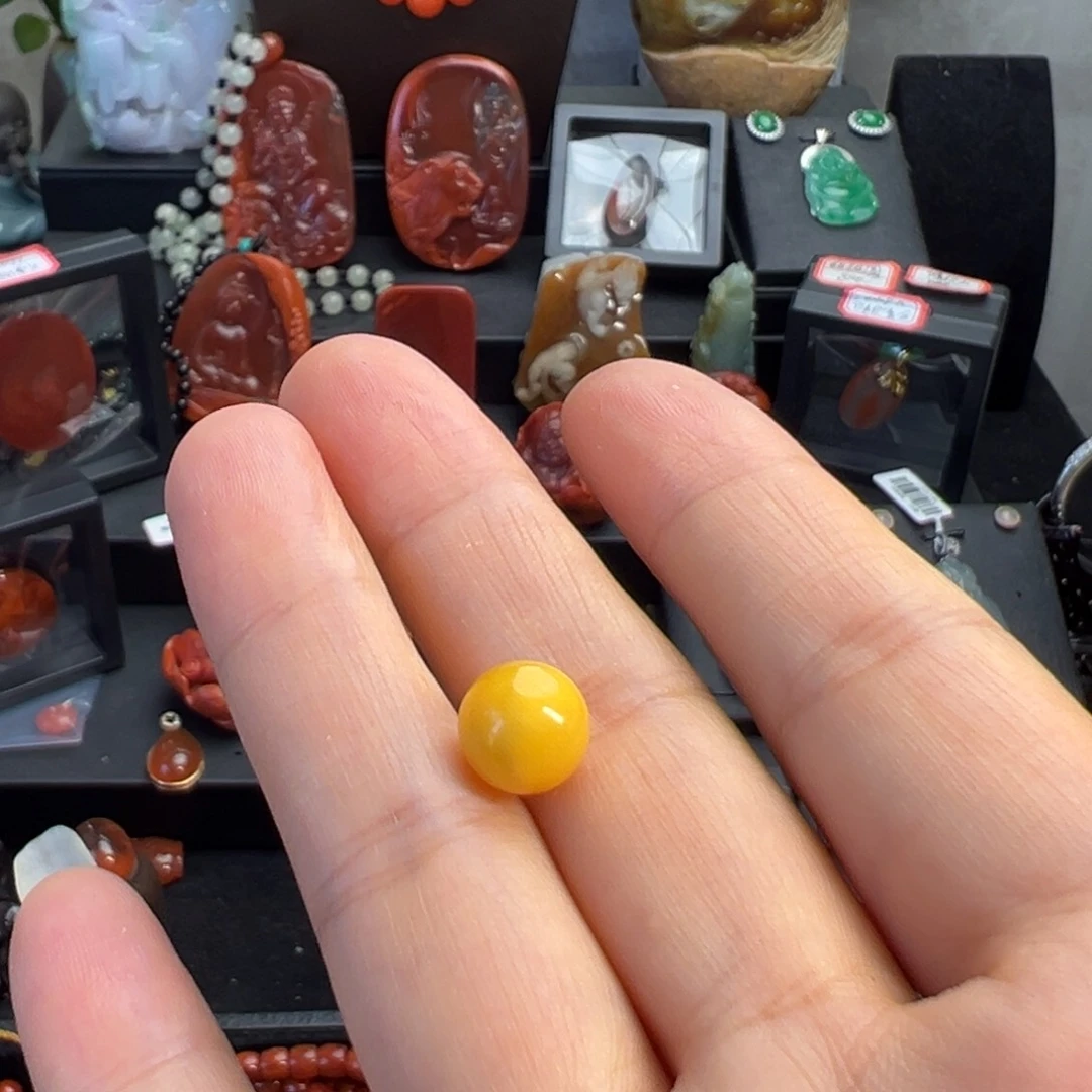 未镶嵌蜜蜡裸石单珠