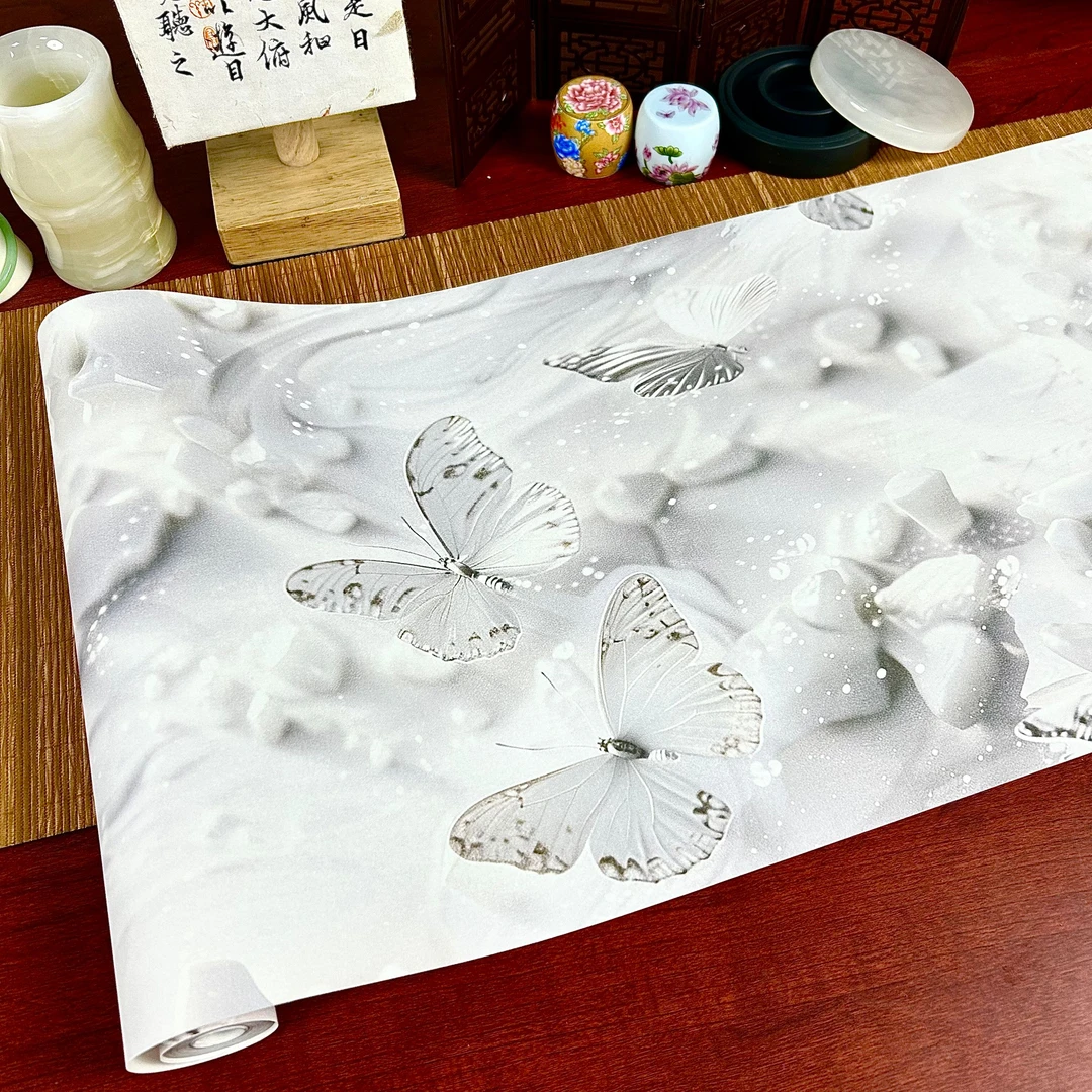 【白色蝴蝶长卷】蜡染半生熟34cmx10m一卷