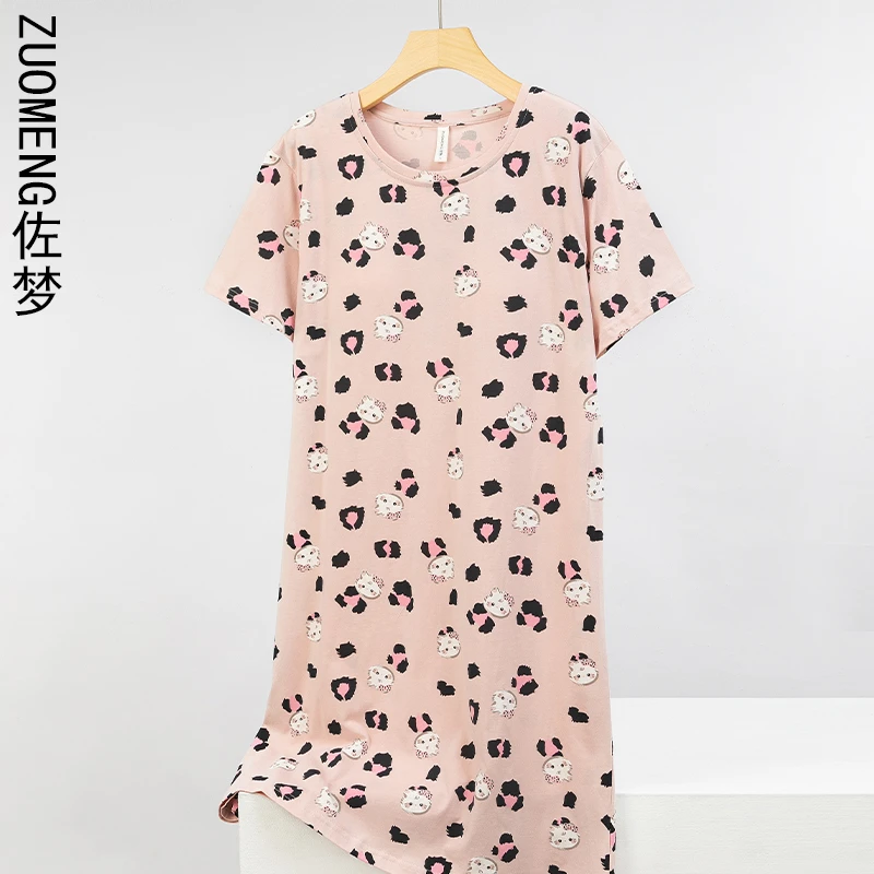 zuomeng/佐梦2025新款夏季睡衣女短袖圆领睡裙可外穿胸垫款家居服