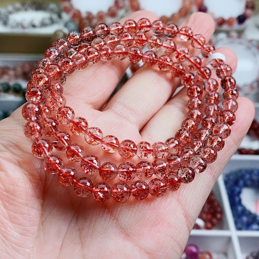 水晶手串未镶嵌金草莓多圈