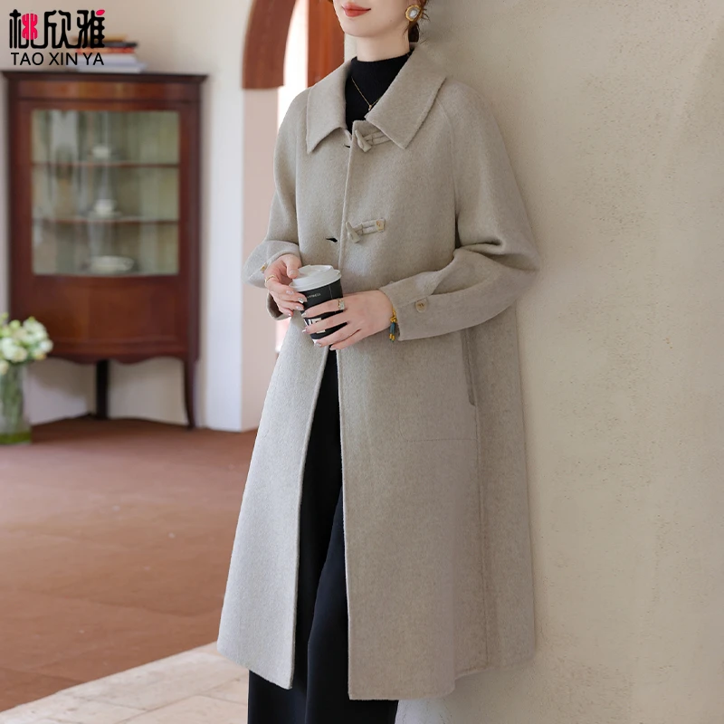 中年妈妈春秋外套洋气高贵2025新款中老年女装秋装毛呢大衣中长款