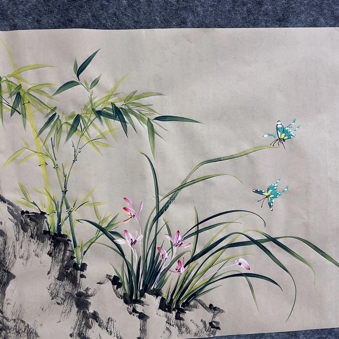 国画国画立体兰花