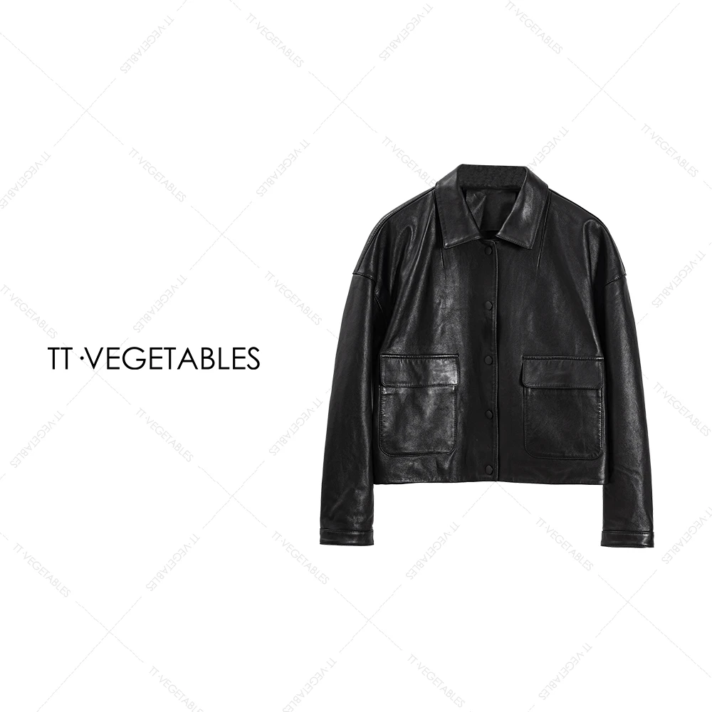 TT・VEGETABLES【序白】砚池墨  25新款经典百搭机车皮衣外套521174