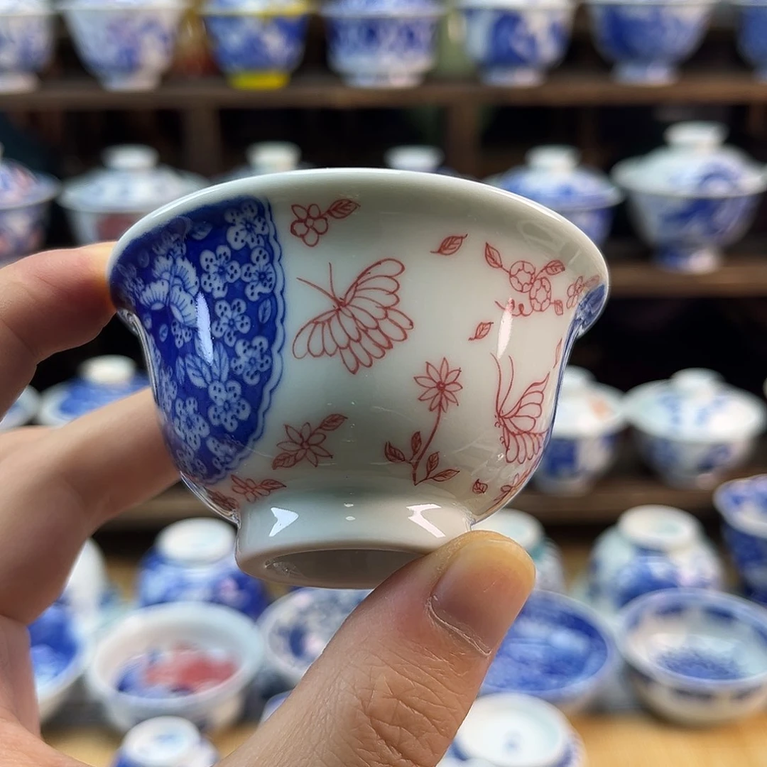 手绘蝶恋花压手杯