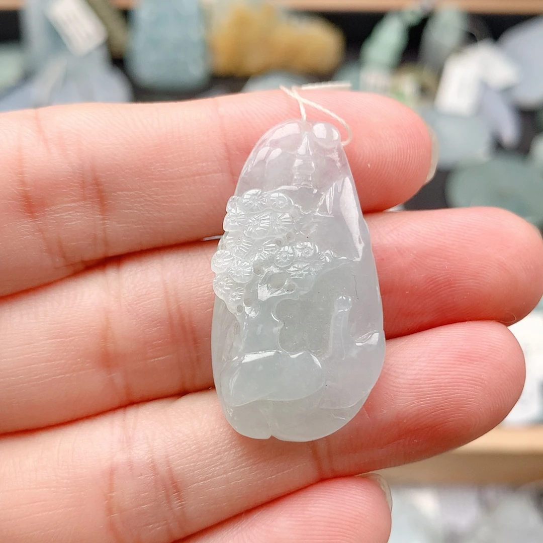翡翠未镶嵌吊坠(不含链)27山水牌