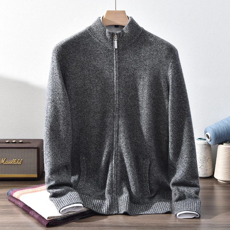 新品100%纯山羊绒男士花莎开衫休闲商务外套899