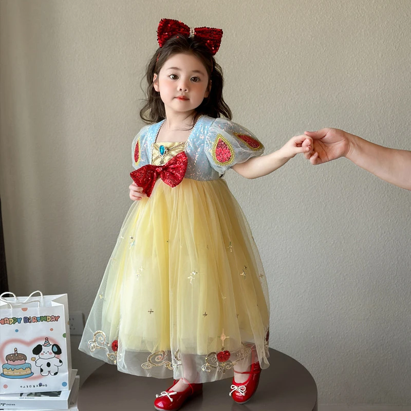 女童连衣裙夏季洋气公主裙裙子2025新款小女孩泡泡袖蓬蓬纱裙B类