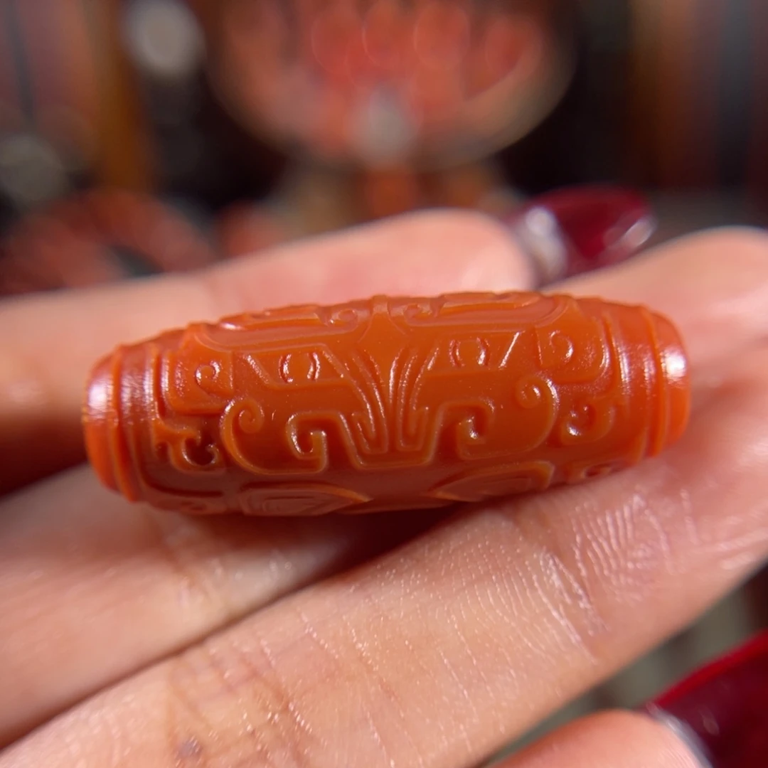 南红玛瑙未镶嵌官坡虎面勒子33.6*12.5mm