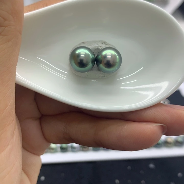 海水珍珠裸珠9.9孔雀绿对珠