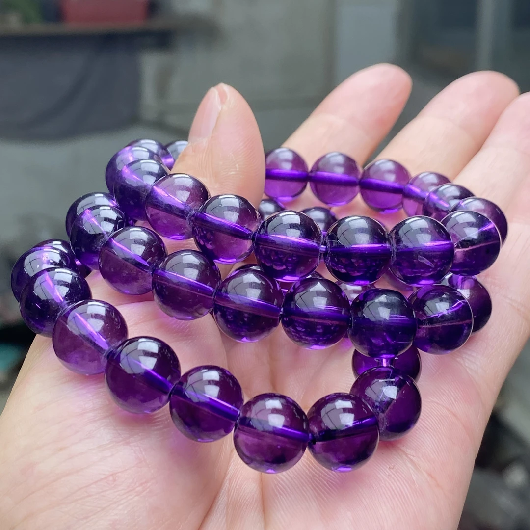 396号天然高品质紫色圆珠12mm手链多样性发一件