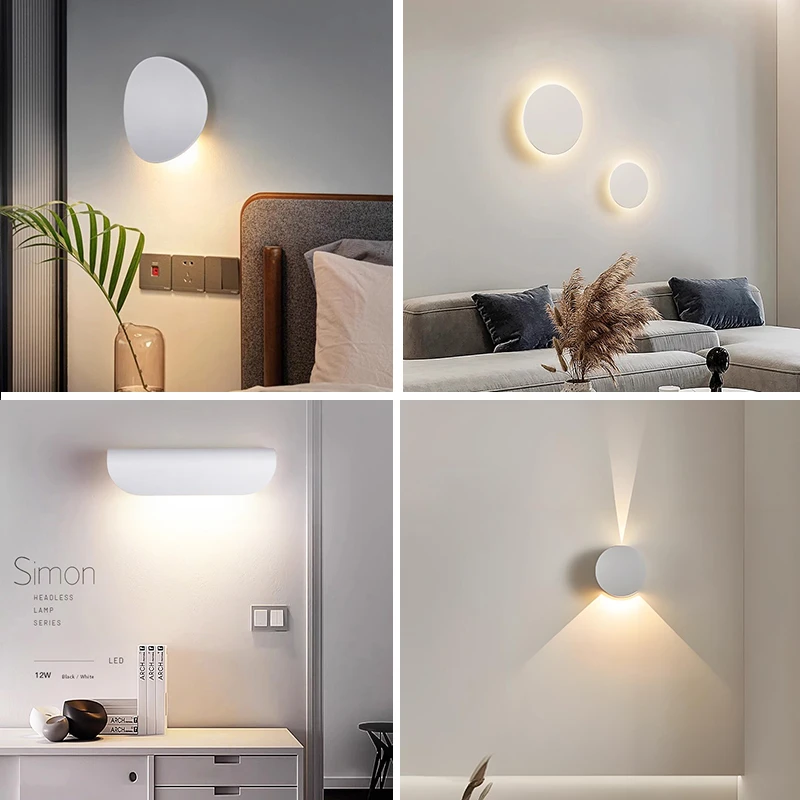 壁灯卧室床头灯现代简约创意楼梯灯具旋转过道客厅书房背景墙壁灯