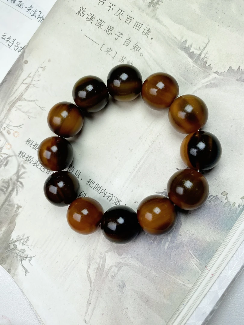 非金属树脂手链 牦牛角20尺寸金丝蜜手串（158）