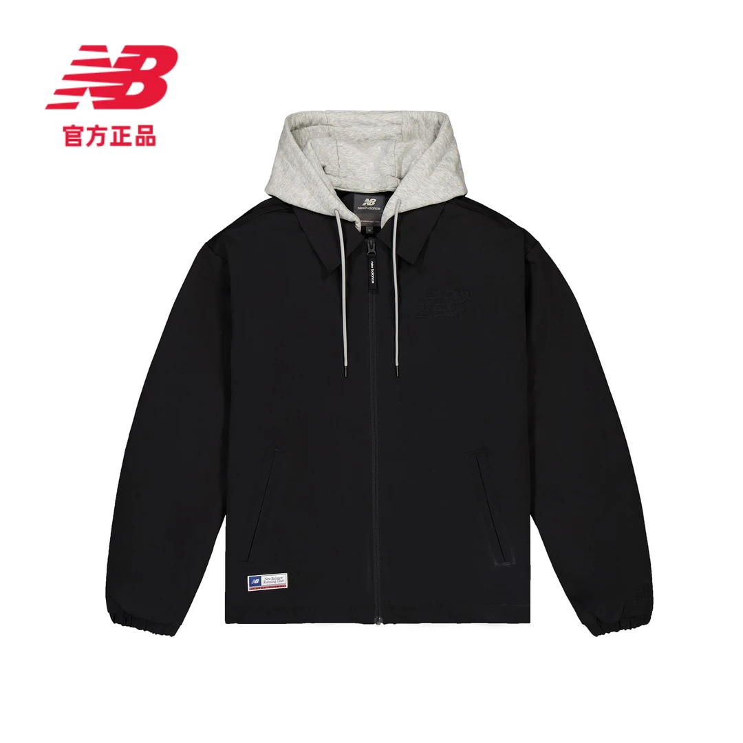 【跑者美学】NB官方新款男款连帽百搭运动夹克拼色夹棉外套NQE11011