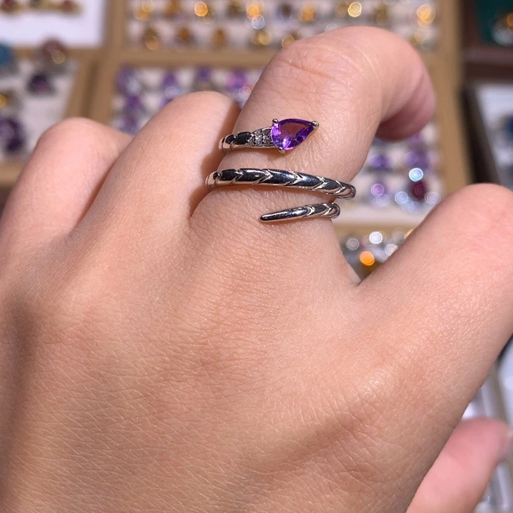 【闪购商品】水晶戒指银S925镶嵌戒指