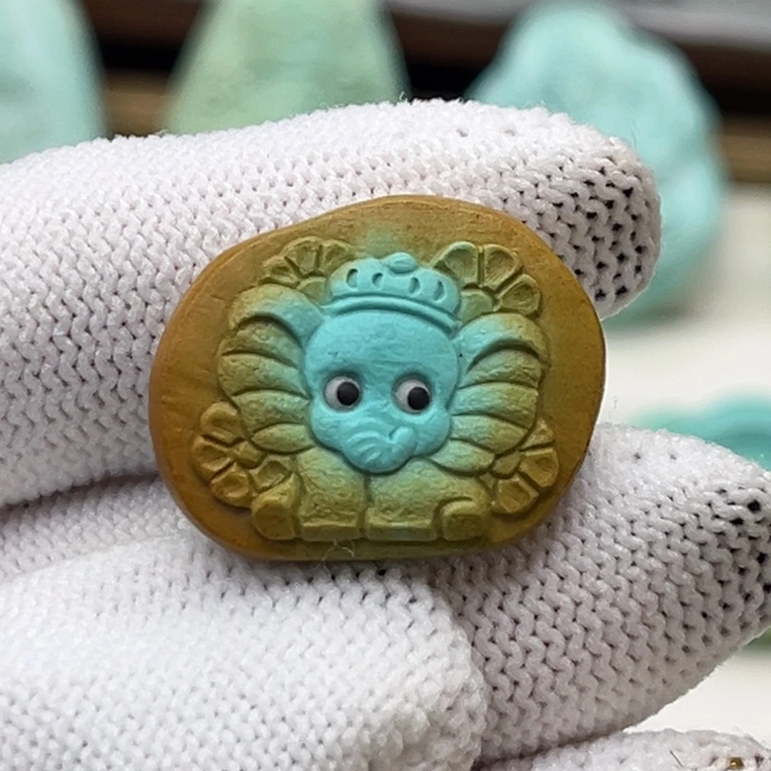 绿松石未镶嵌珠宝奇石萌宠小象