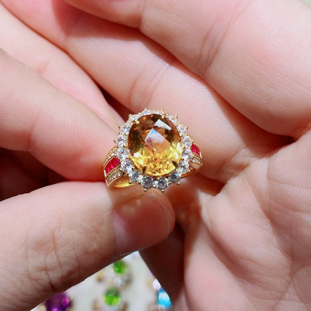 银S925镶嵌戒指水晶