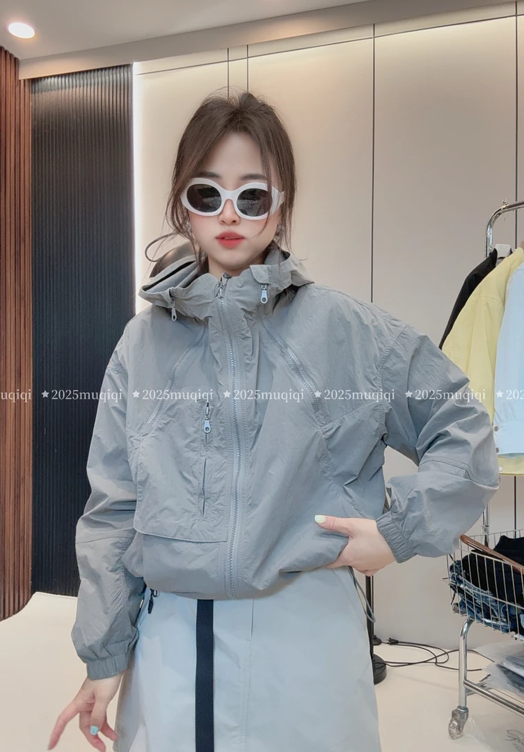 001新款多拉链连帽薄外套