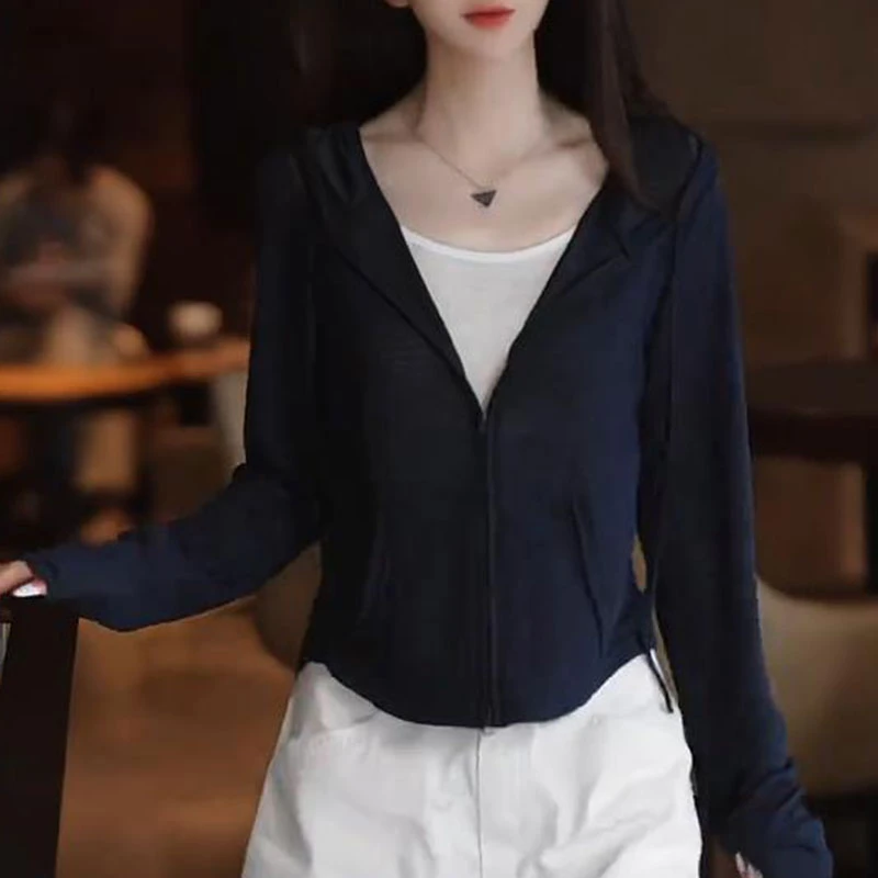 小个子连帽防晒衣外套女士2025夏季新款气质百搭修身显瘦长袖上衣