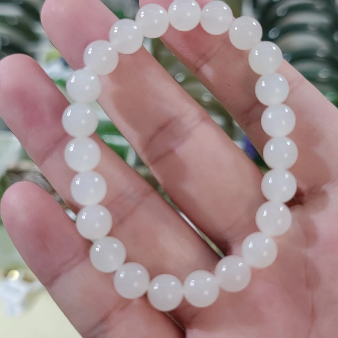 和田玉未镶嵌手链卡8精品羊脂白和田玉手串×1