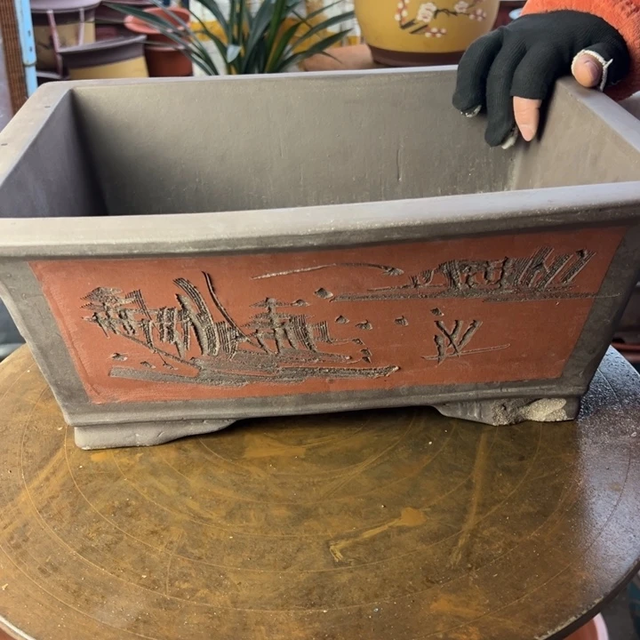 紫砂宜兴紫砂花盆红马槽40