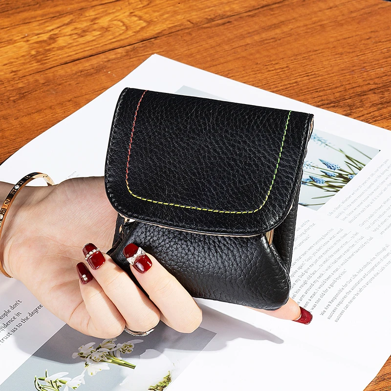 小巧便携头层牛皮夹子零钱包驾驶证卡包真皮口红耳机包迷你链条包