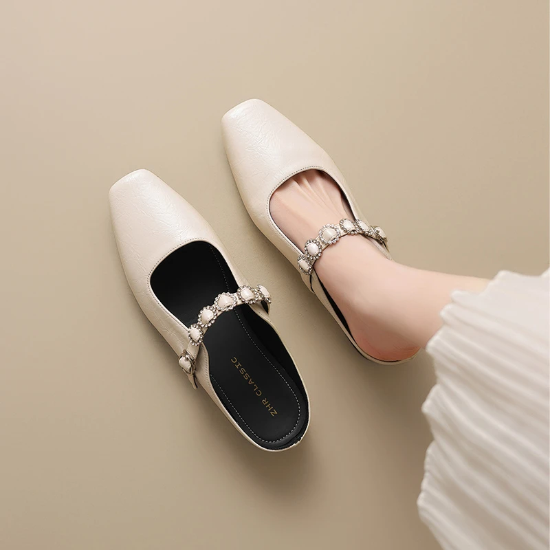 ZHR则则穆勒拖鞋粗跟浅口懒人包头凉鞋凉鞋女夏鞋子女ins潮牌百搭