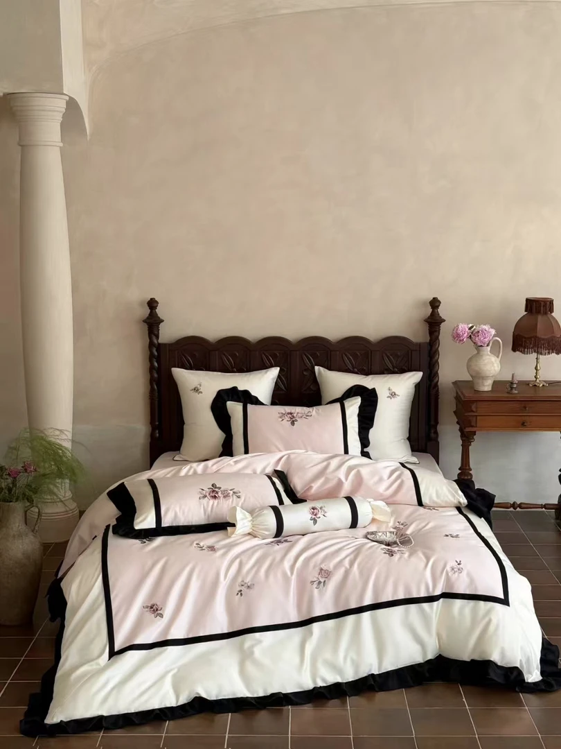 晚睡眠家纺甄选高端高支高密中古法式黑边高级富婆款四件套