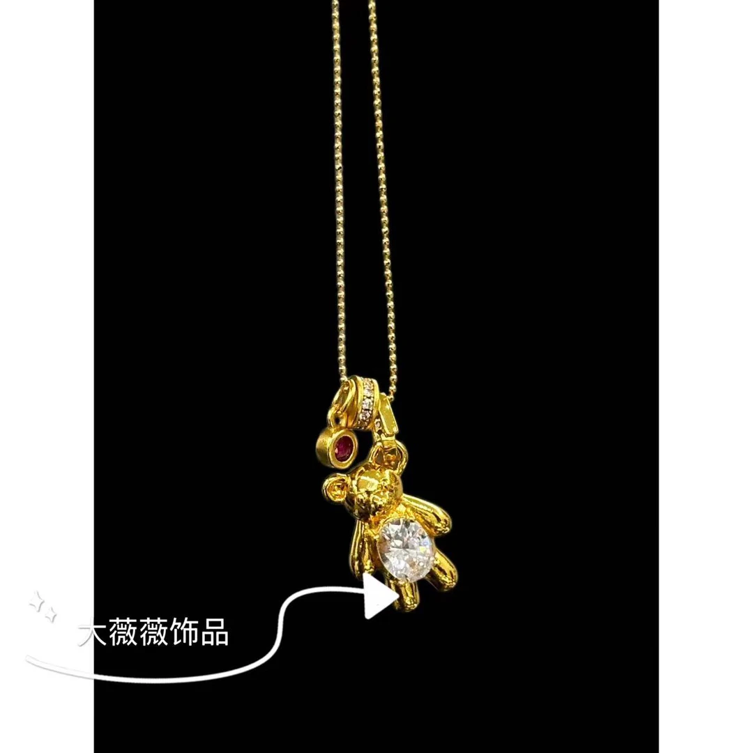 铜合金项链 小众设计可爱小熊项链-5209
