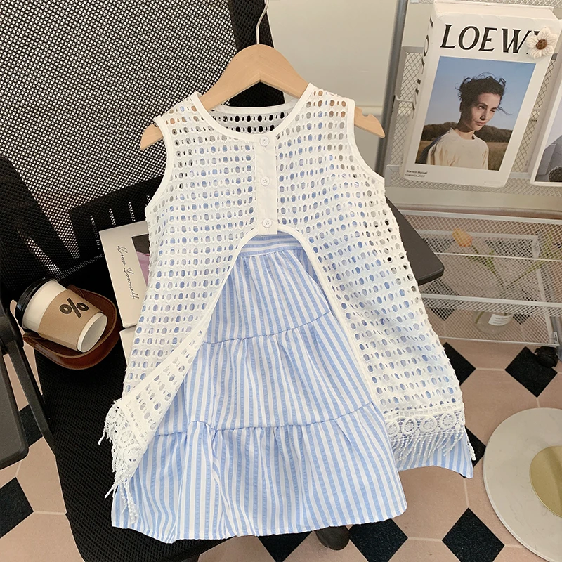 【米家原创】女童连衣裙夏装2025新款洋气儿童公主裙罩衫套装夏季